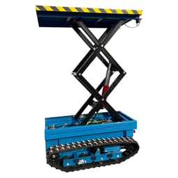 DINGXIN منصة رفع مقصية كهربائية مجنزرة حمولة 500 kg، ارتفاع عمل 2 m، محرك بدون فرش 1200 W، بطارية ليثيوم 48 V 50 Ah، ذاتية الدفع للبستان والموقع