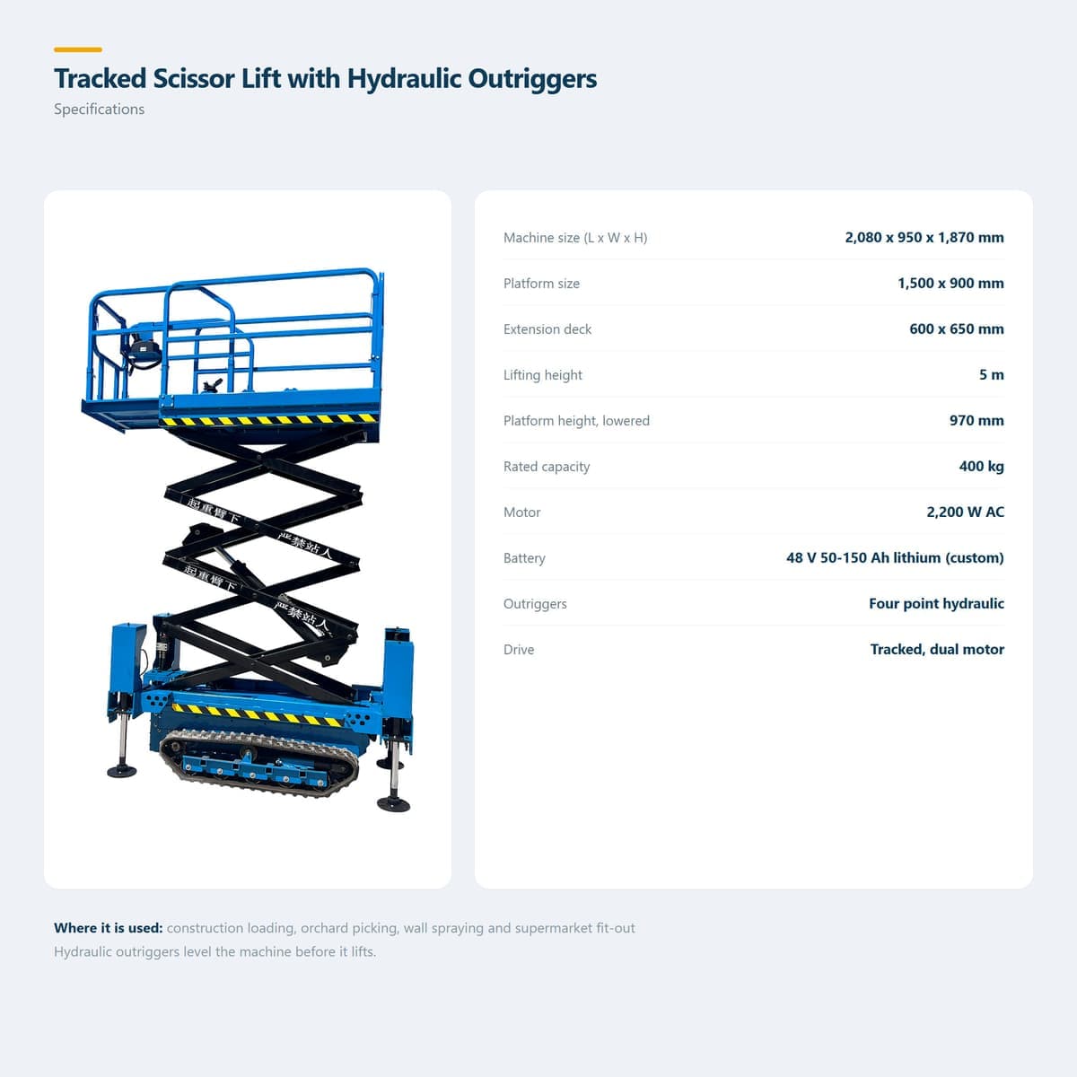 Crawler Scissor Lift 5 m (Hydraulic Outriggers) · Detail image 7
